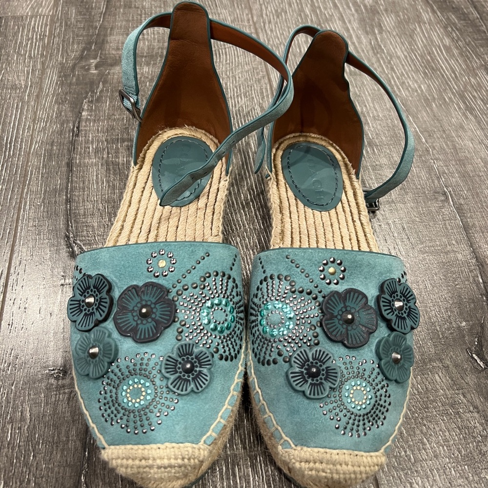 Ankle Strap Astor Espadrille With Tea Rose Rivets